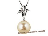 thpd014 12-13mm Golden South Sea Pearl & Diamond 18K gold pendant